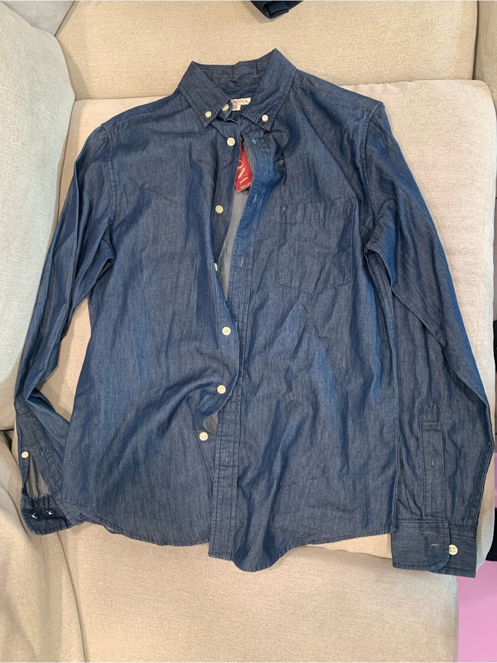 Merona Men Button-Down Denim Shirt - Dark Blue